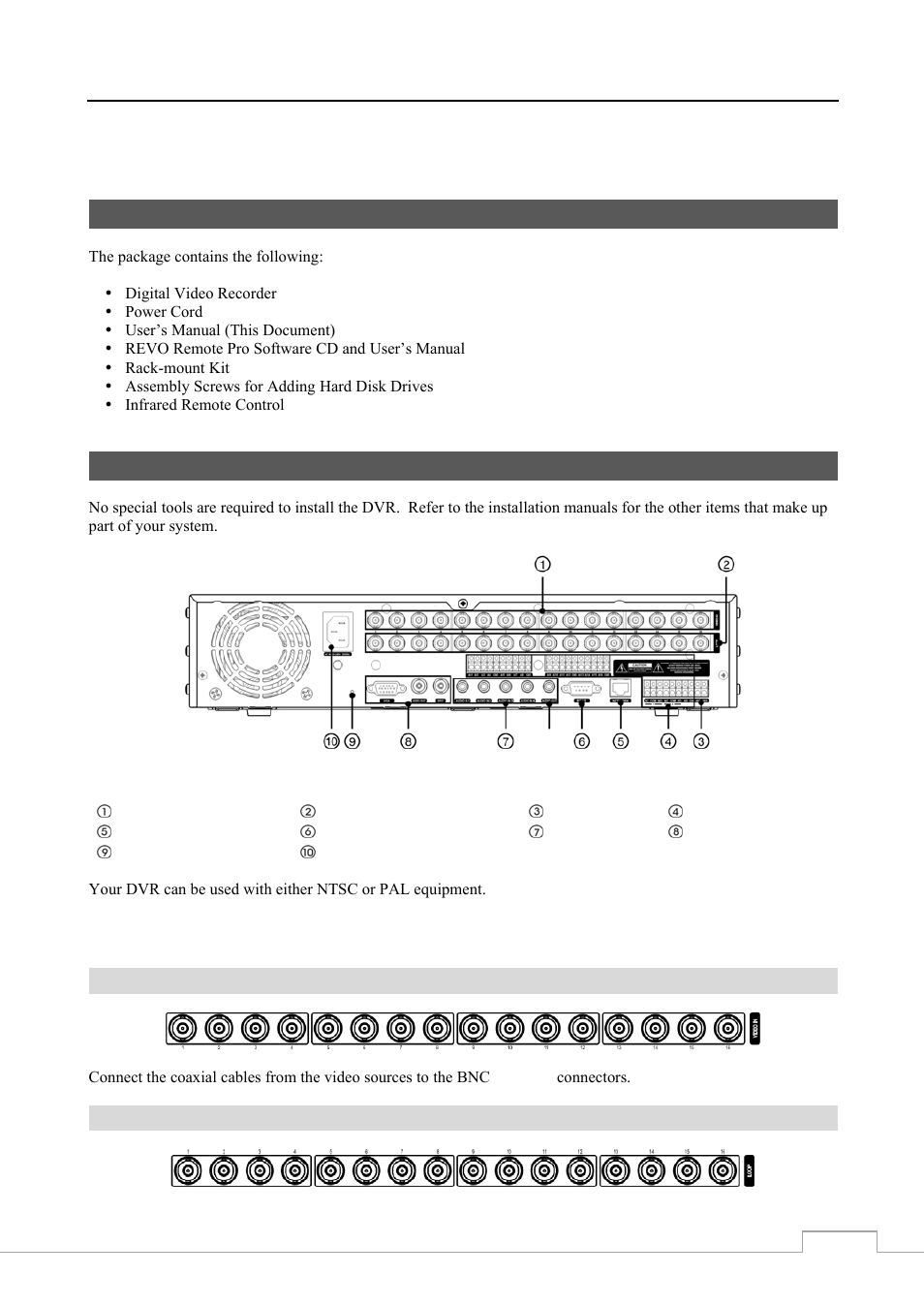Chapter 2 — installation, Package contents, Required installation tools | Revo RE8/16DVR1 User Manual | Page 11 / 78