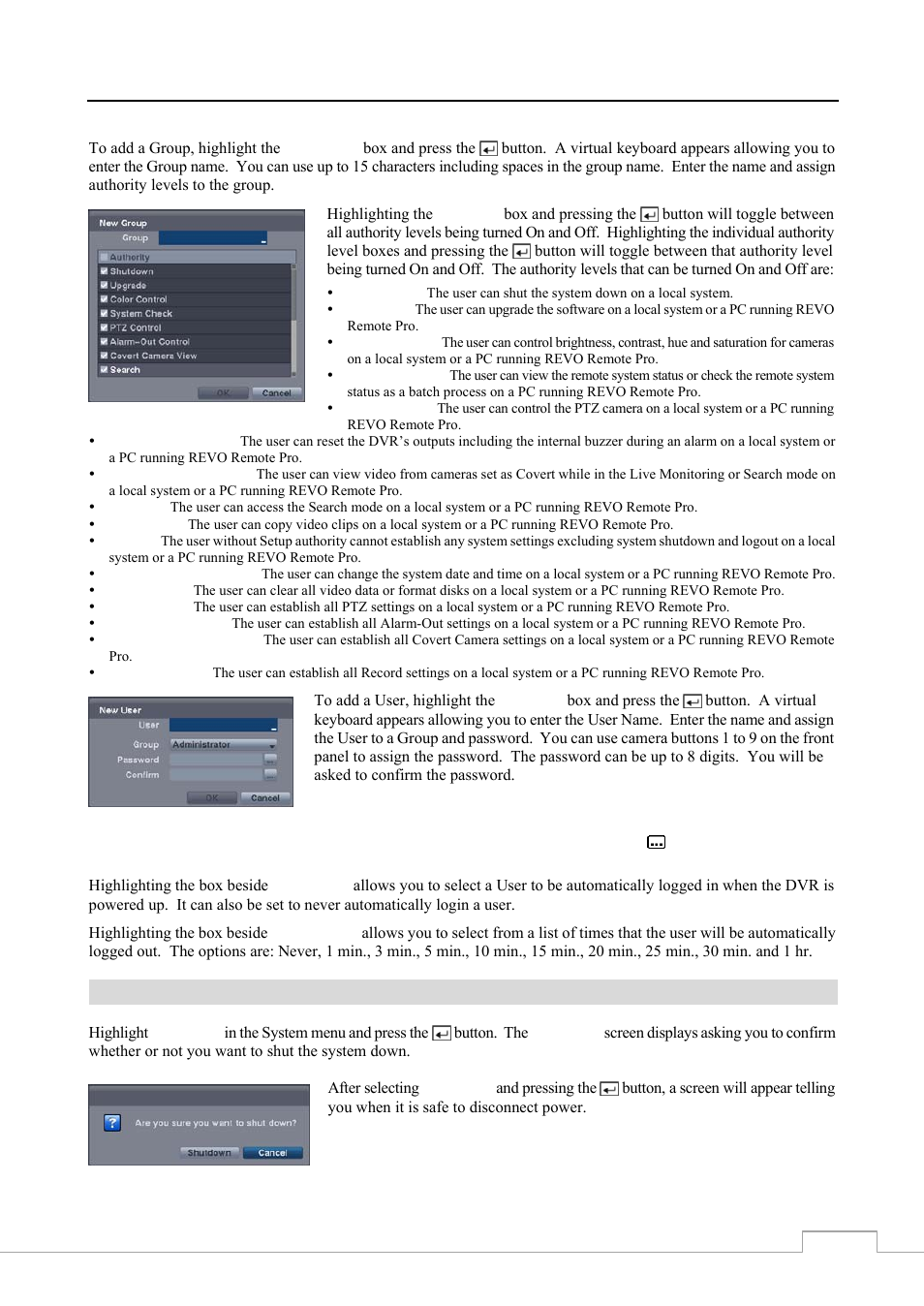 Shutdown | Revo RE8/16DVR1 User Manual | Page 25 / 78
