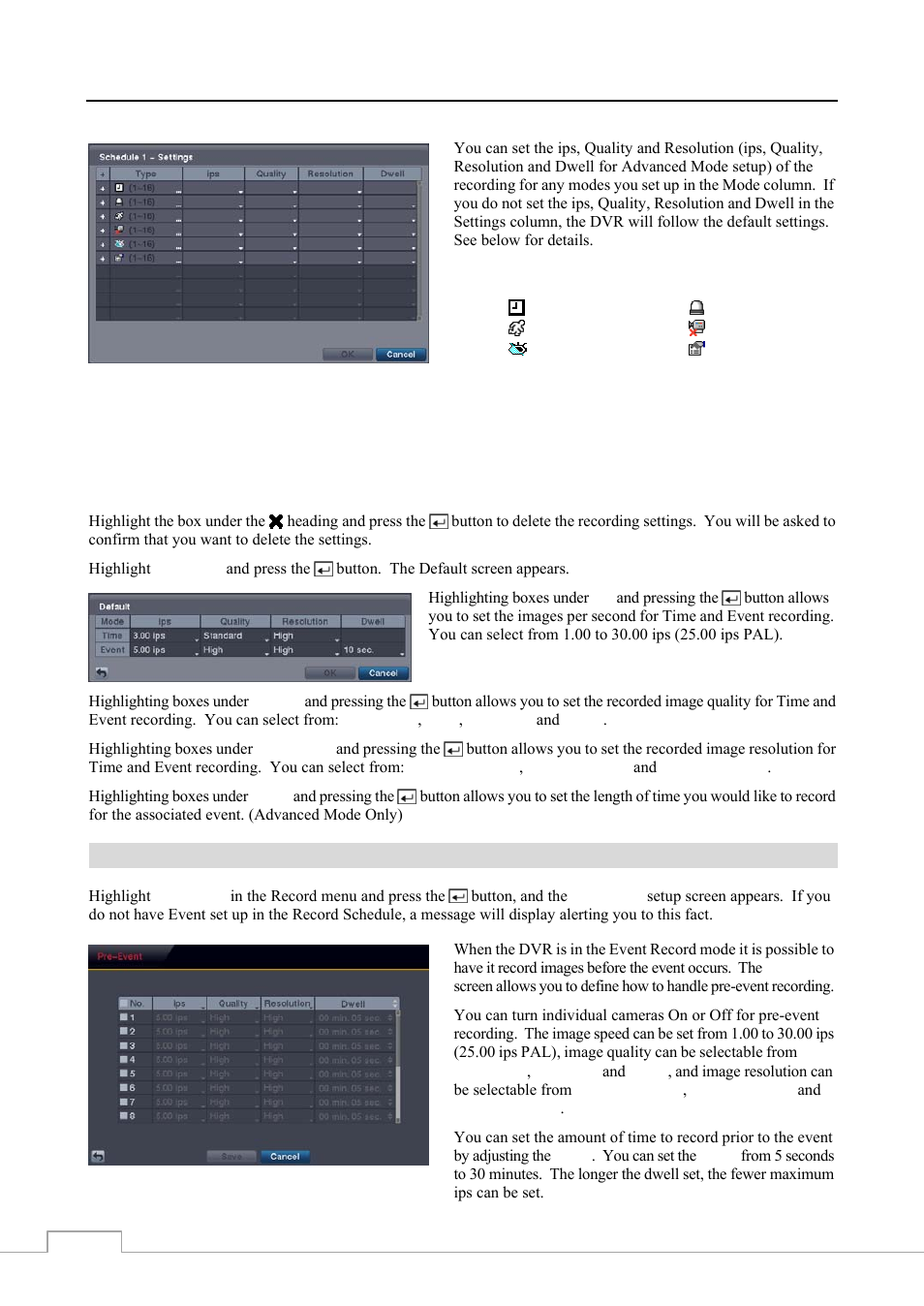 Pre-event | Revo RE8/16DVR1 User Manual | Page 38 / 78