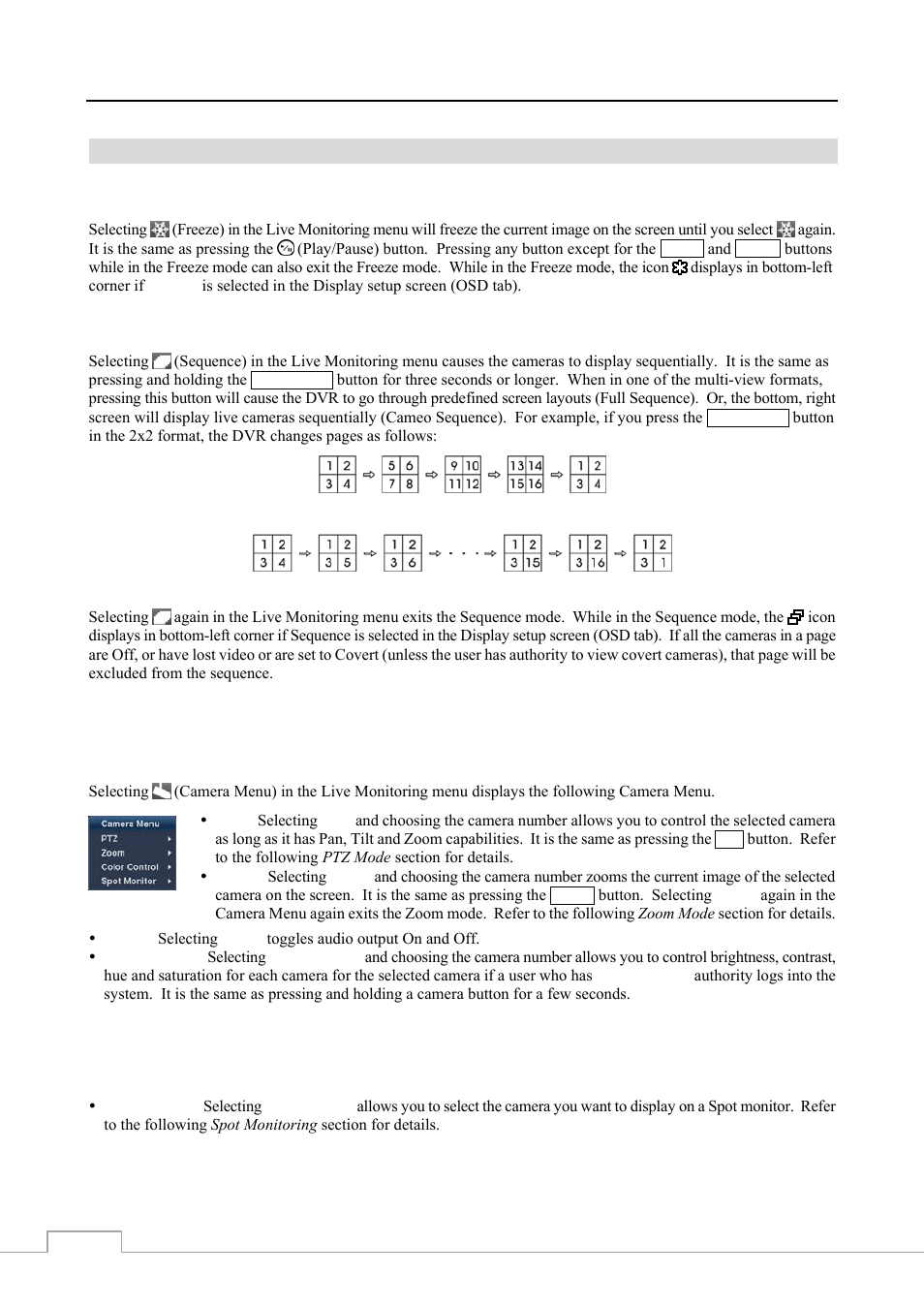 Live monitoring menu | Revo RE8/16DVR1 User Manual | Page 52 / 78