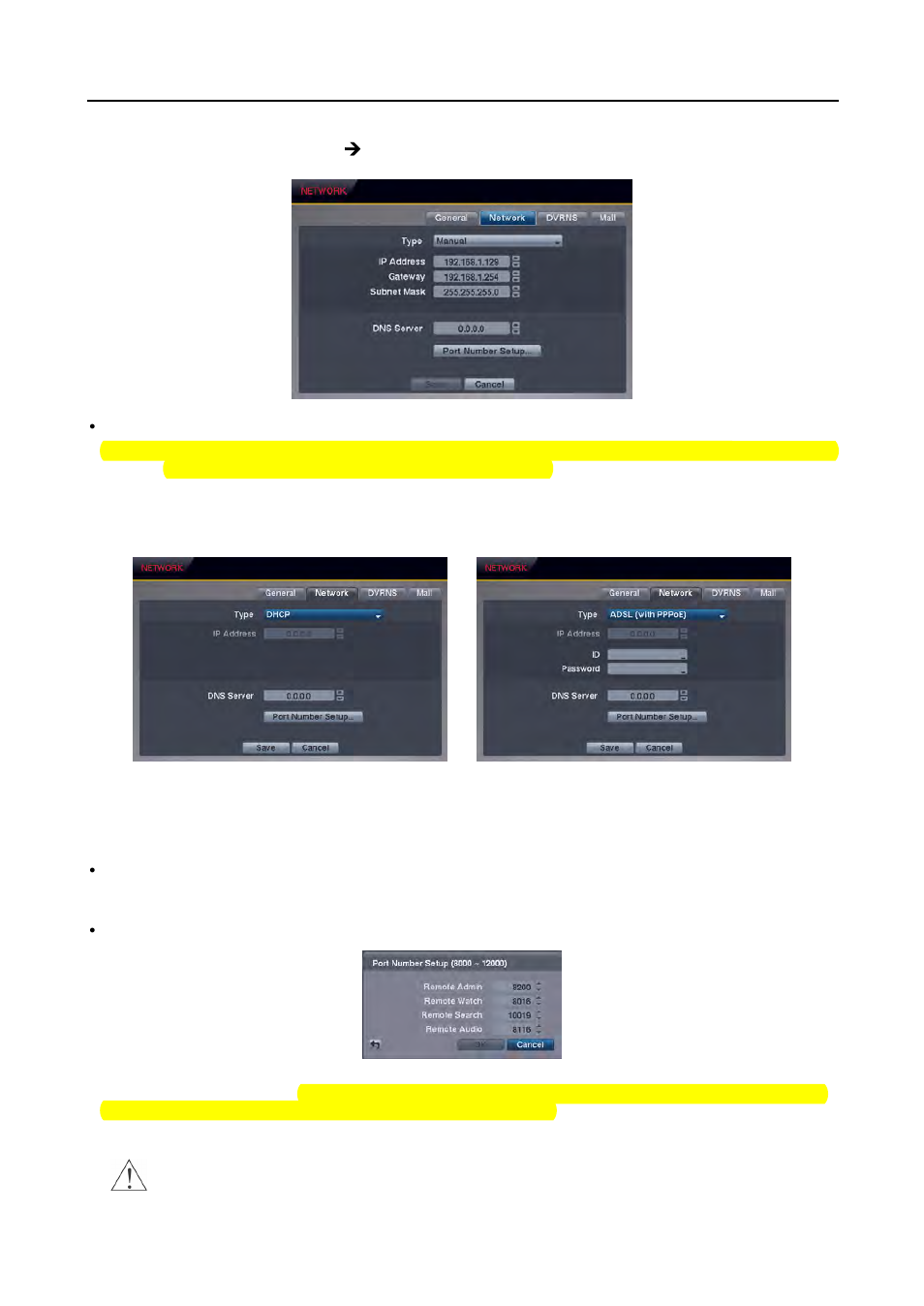 Network settings (network ¼ network tab) | Revo R16/8/4/DVR User Manual | Page 23 / 101