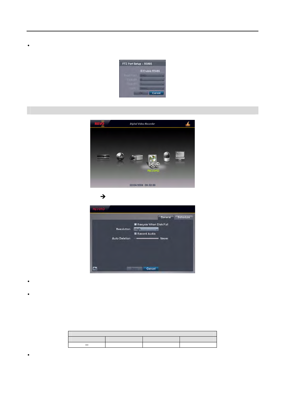 Record setup | Revo R16/8/4/DVR User Manual | Page 26 / 101