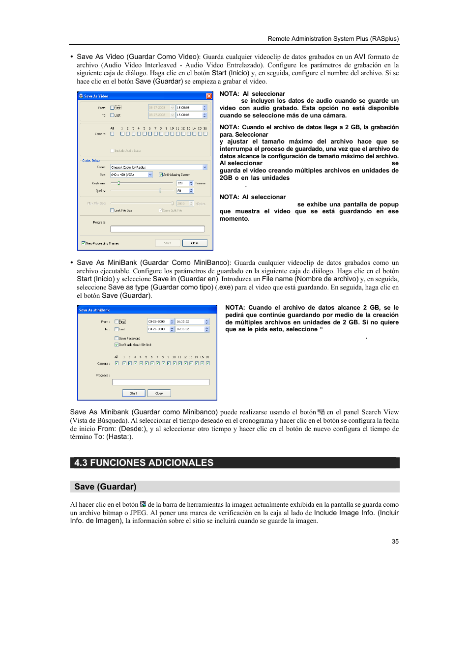 3 funciones adicionales, Save (guardar) | Revo R16/8/4/DVR User Manual | Page 103 / 115
