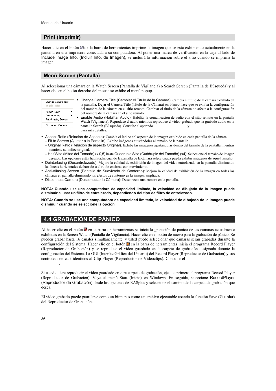 4 grabación de pánico | Revo R16/8/4/DVR User Manual | Page 104 / 115