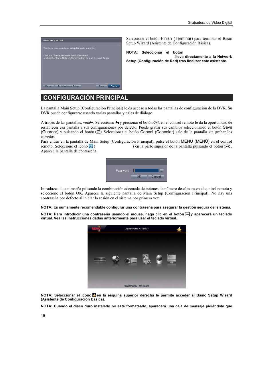 Configuración principal | Revo R16/8/4/DVR User Manual | Page 20 / 115
