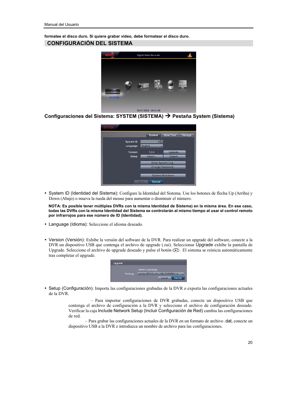 Configuración del sistema | Revo R16/8/4/DVR User Manual | Page 21 / 115