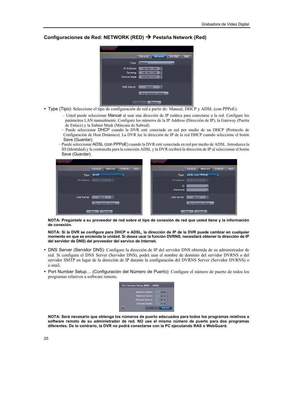 Configuraciones de red: network (red), Pestaña network (red) | Revo R16/8/4/DVR User Manual | Page 26 / 115