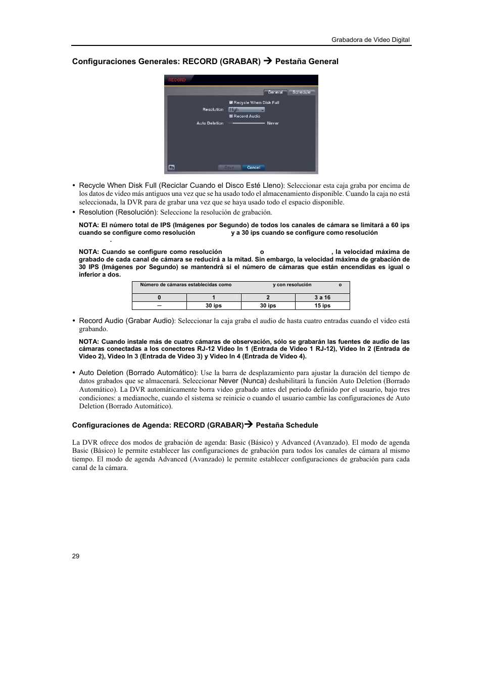 Configuraciones generales: record (grabar), Pestaña general | Revo R16/8/4/DVR User Manual | Page 30 / 115