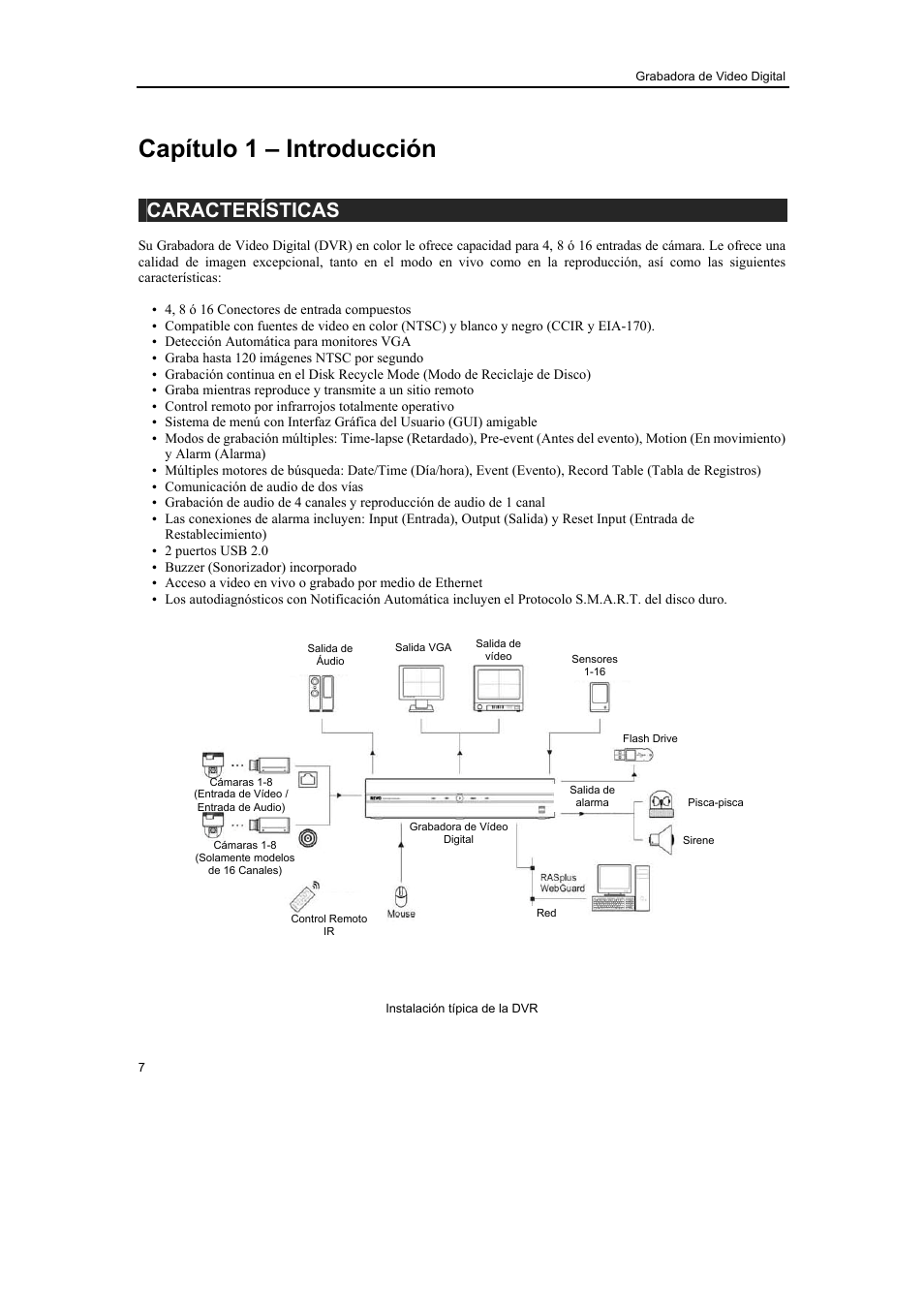 Capítulo 1 – introducción, Características | Revo R16/8/4/DVR User Manual | Page 8 / 115