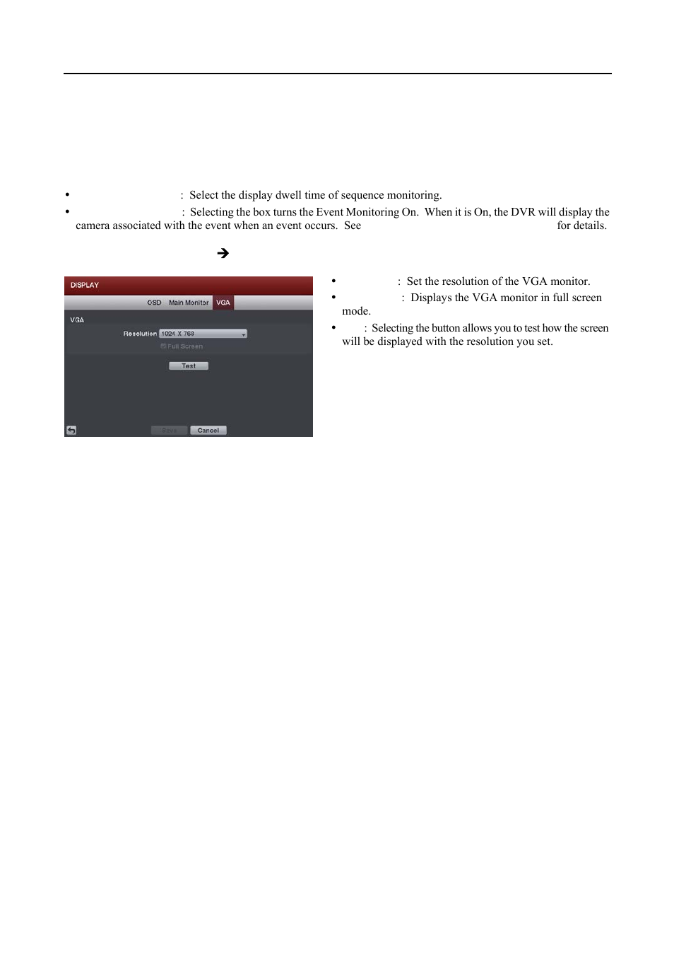 Vga settings (display  vga tab) | Revo R16DVR4 User Manual | Page 33 / 56