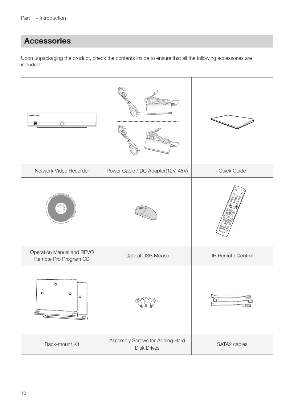 Accessories | Revo NVR User Manual | Page 10 / 82