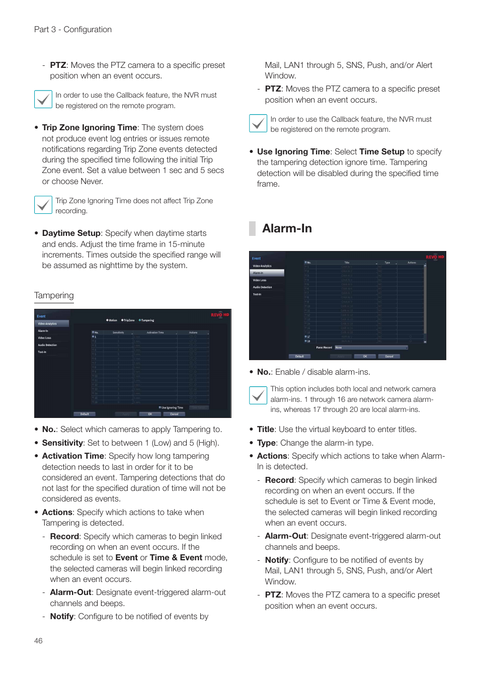 Alarm-in | Revo NVR User Manual | Page 46 / 82