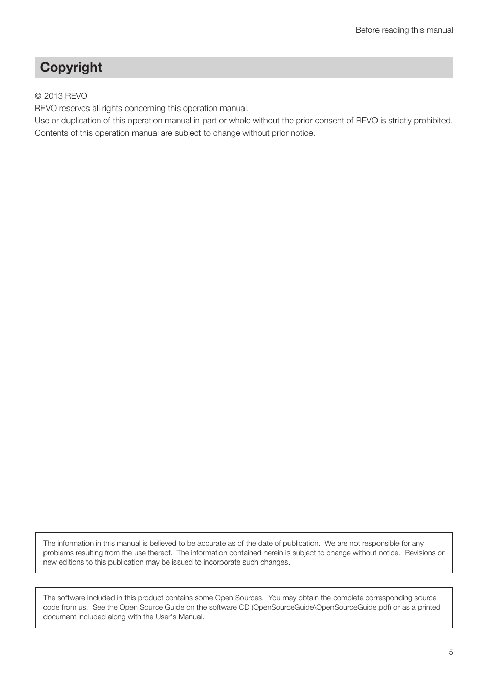 Copyright | Revo NVR User Manual | Page 5 / 82