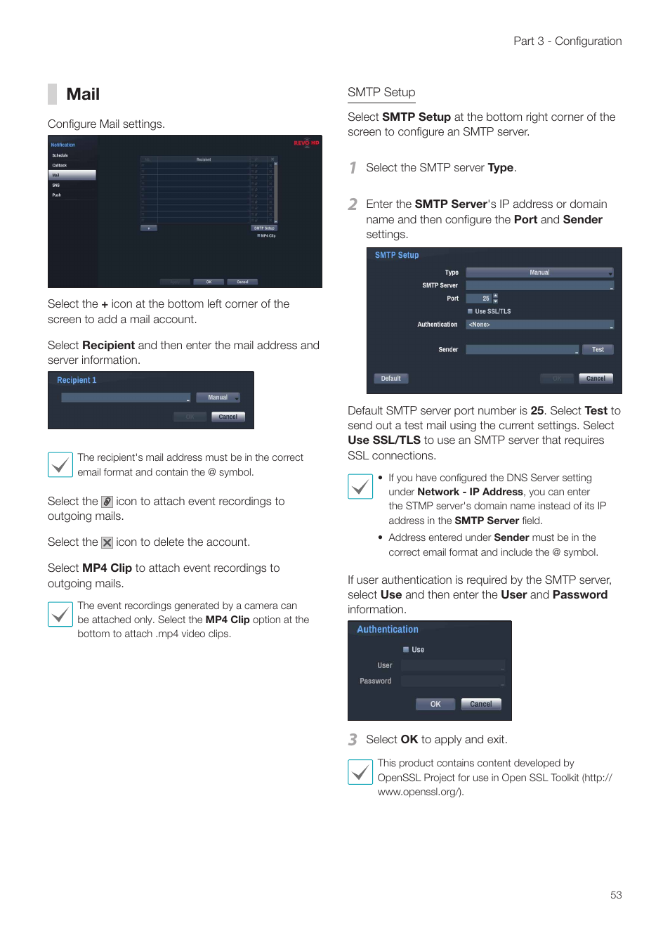 Mail | Revo NVR User Manual | Page 53 / 82