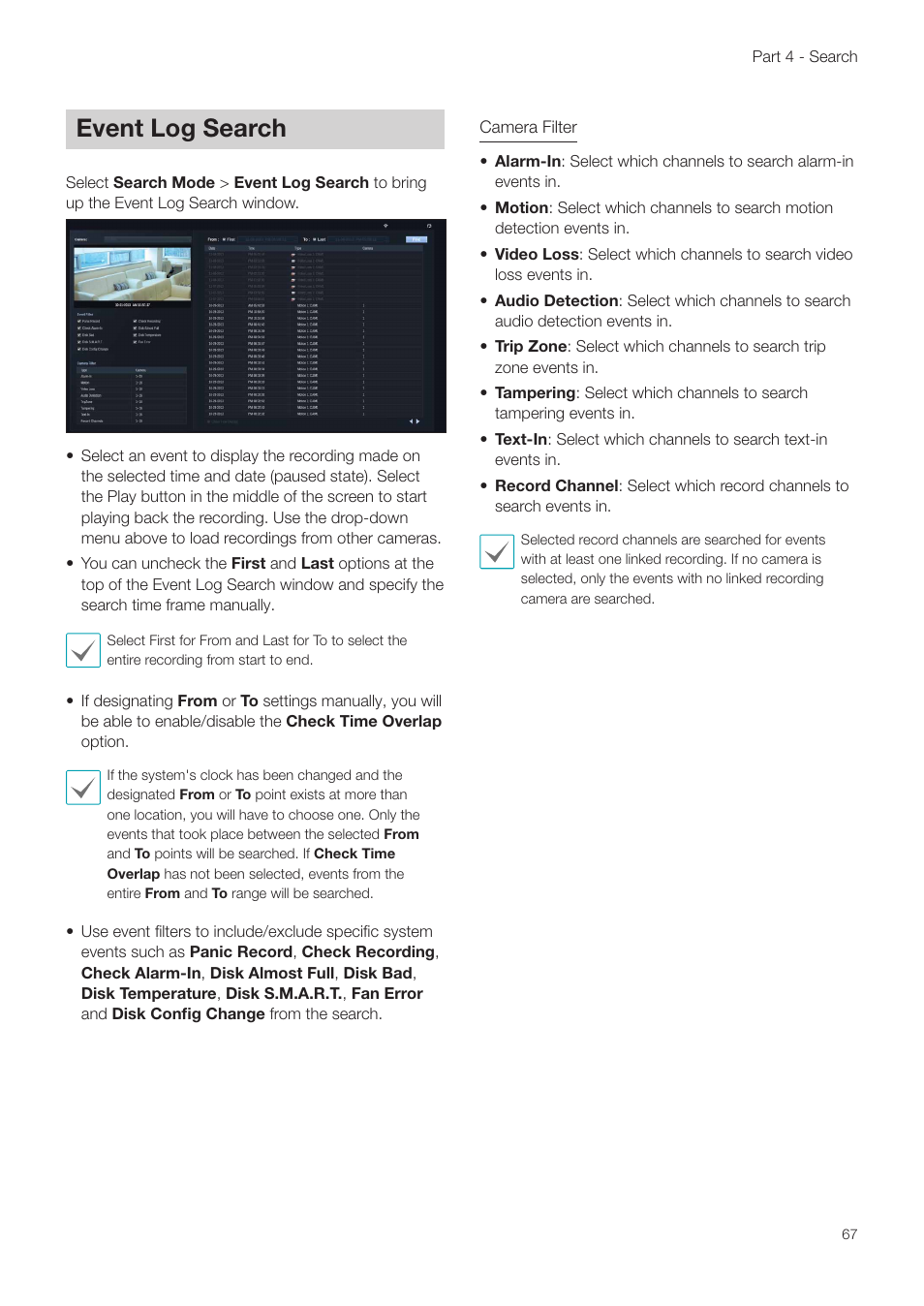 Event log search | Revo NVR User Manual | Page 67 / 82