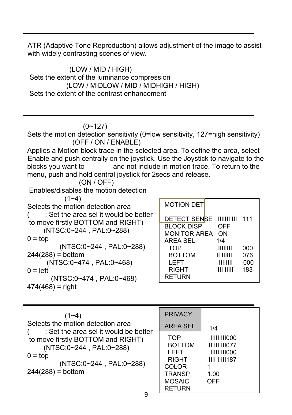Motion det, Privacy | Revo RECBH0550-1 User Manual | Page 15 / 22