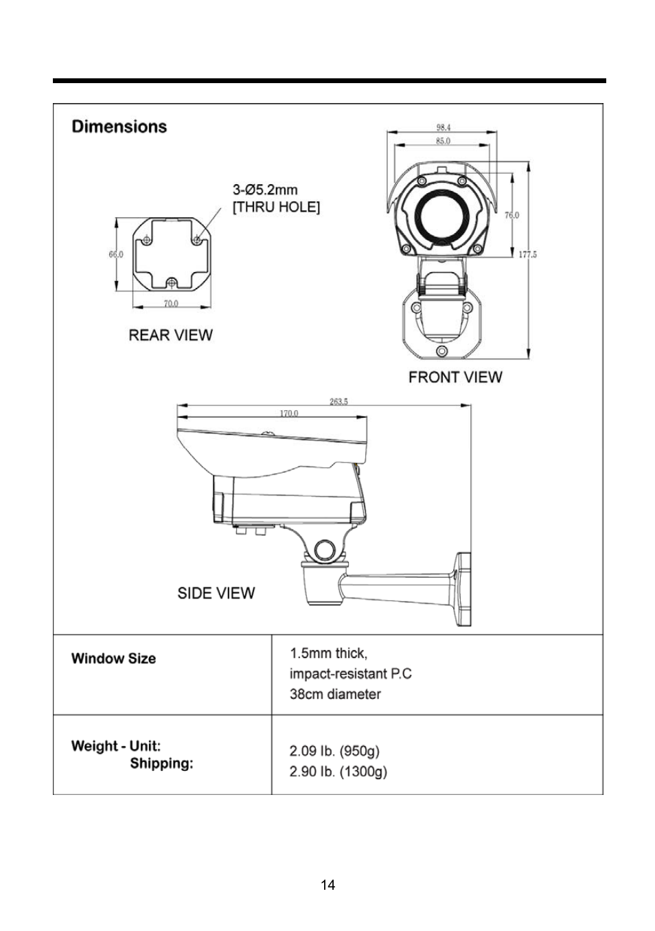 External dimension | Revo RECBH0550-1 User Manual | Page 20 / 22