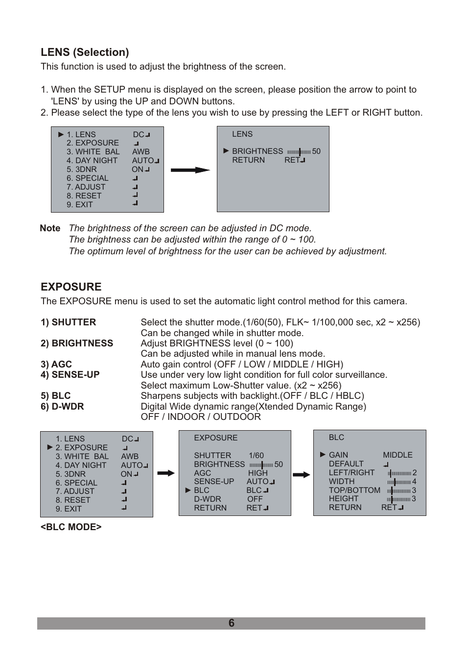 쪽 11, Lens (selection), Exposure | Revo RECDH2812-1 User Manual | Page 10 / 16