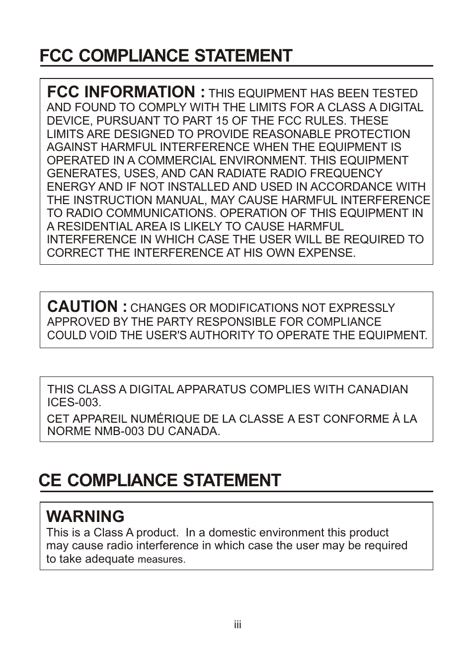 Ce compliance statement fcc compliance statement, Fcc information, Caution | Warning | Revo RECDH2812-1 User Manual | Page 3 / 16