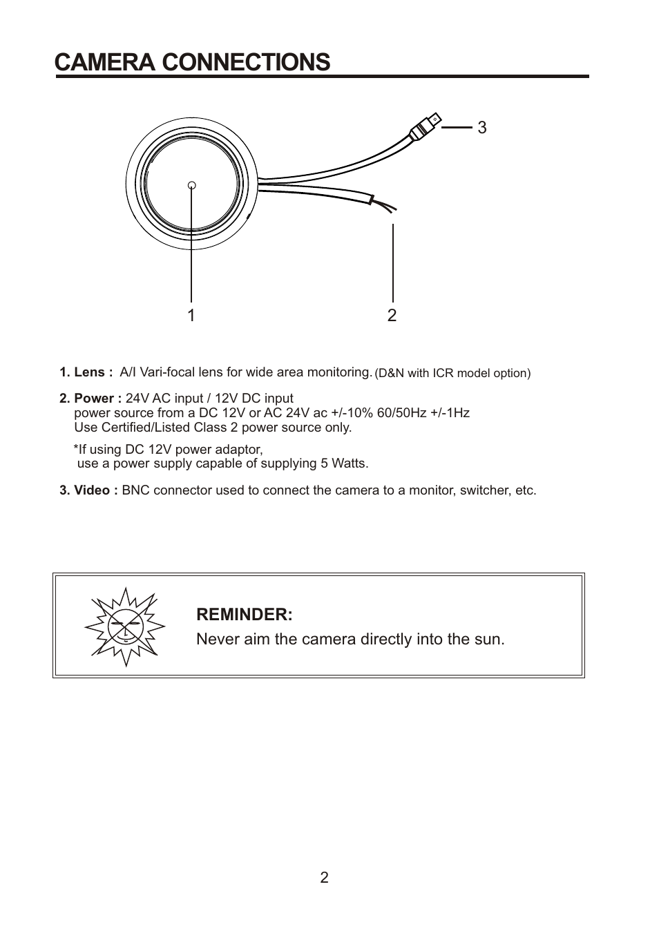 Camera connections | Revo RECDH409-2 User Manual | Page 6 / 20
