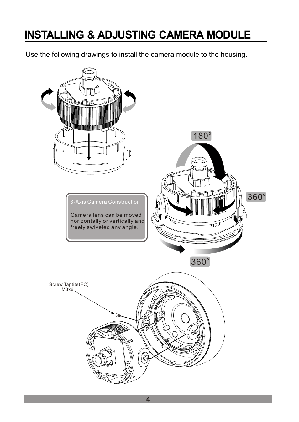 쪽 11, Installing & adjusting camera module | Revo RECDH36-1 User Manual | Page 10 / 16