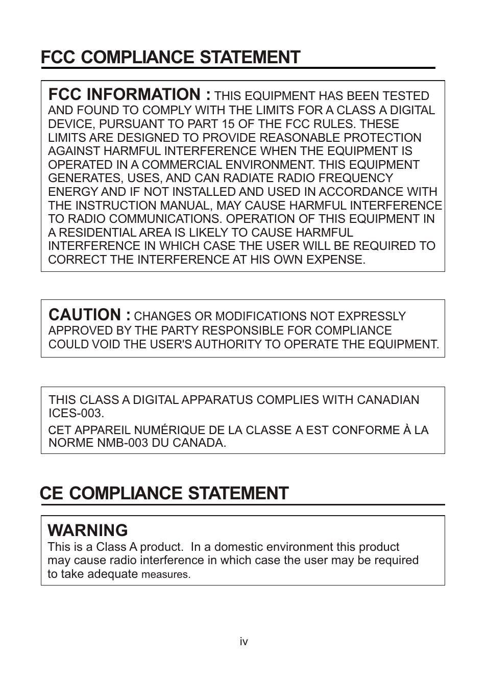 Ce compliance statement fcc compliance statement, Fcc information, Caution | Warning | Revo RECDH36-1 User Manual | Page 4 / 16