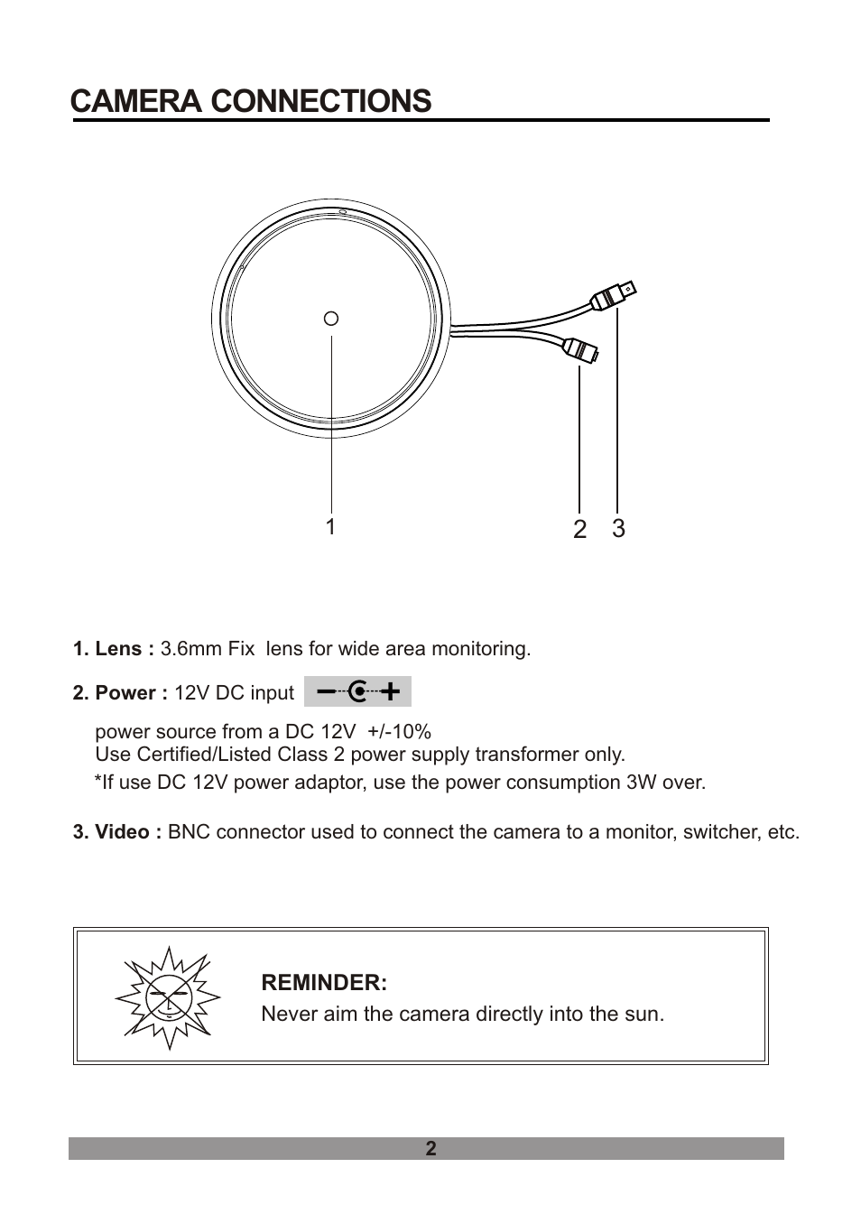 Camera connections | Revo RECDH36-1 User Manual | Page 8 / 16