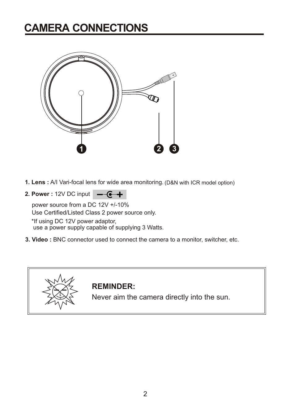 Camera connections | Revo RECDH36-2 User Manual | Page 6 / 20