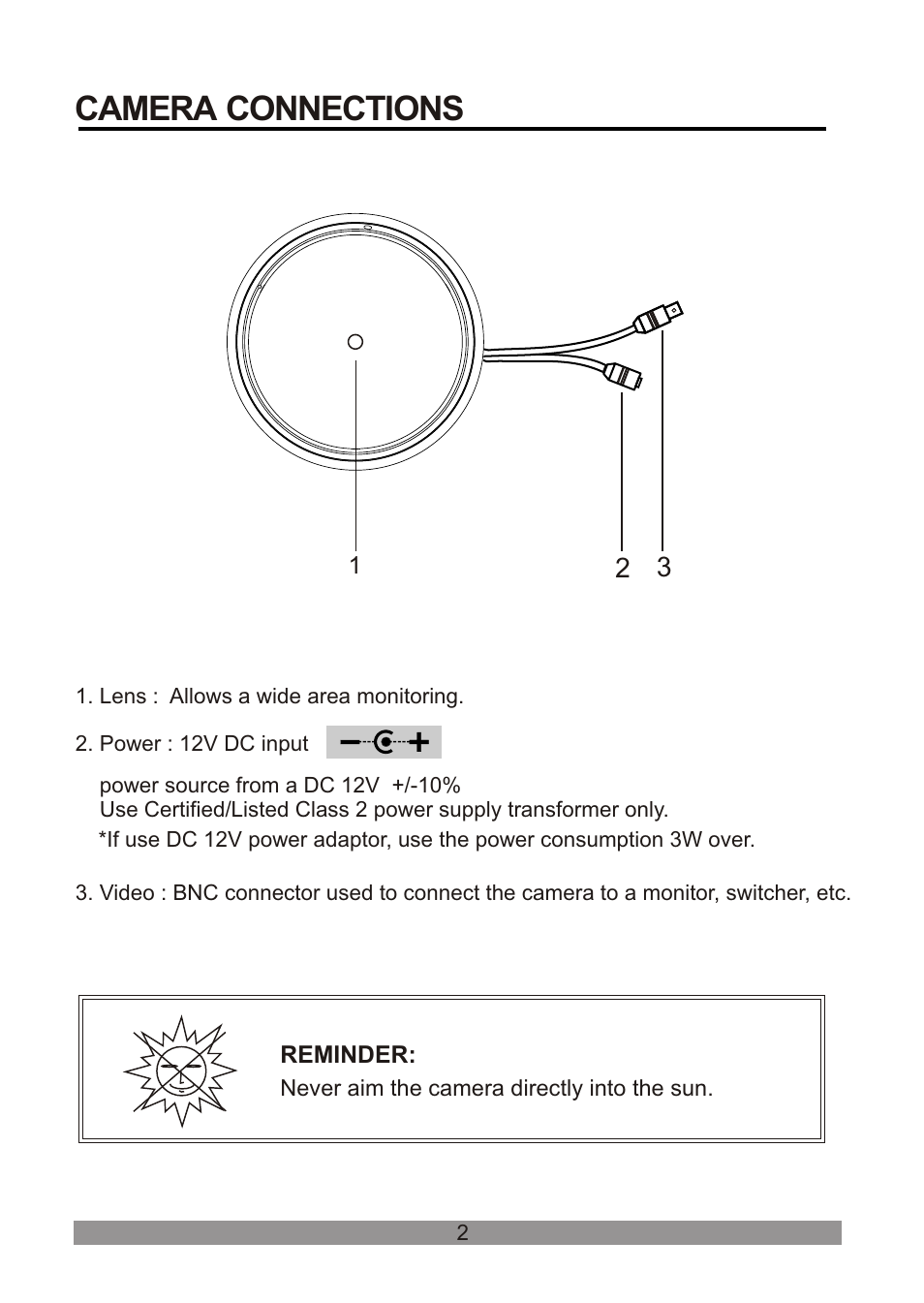 Camera connections | Revo RECDH409-1 User Manual | Page 7 / 16