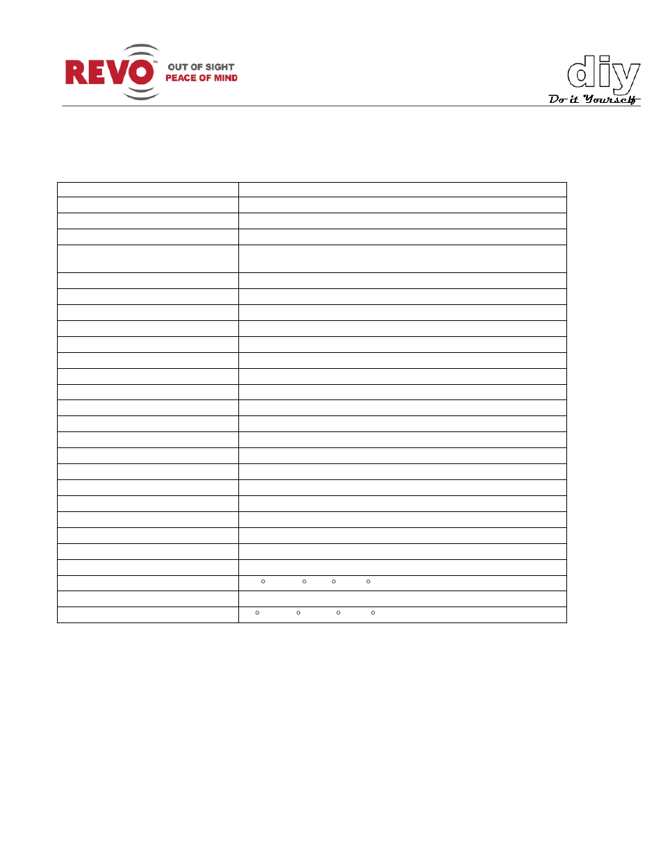 Specifications | Revo RELPTZ22-1 User Manual User Manual | Page 38 / 44