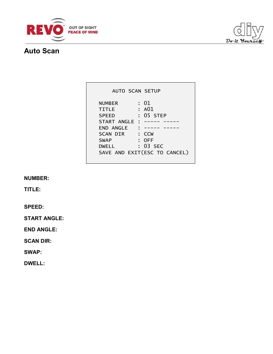 Auto scan | Revo RELPTZ22-3 Advanced Features User Manual | Page 10 / 29