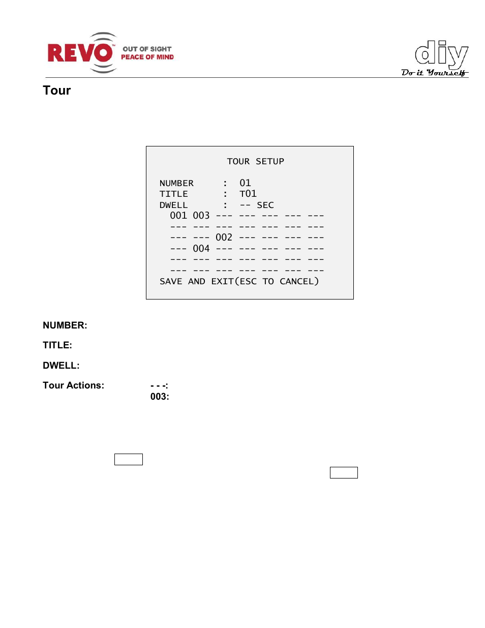 Tour | Revo RELPTZ22-3 Advanced Features User Manual | Page 16 / 29