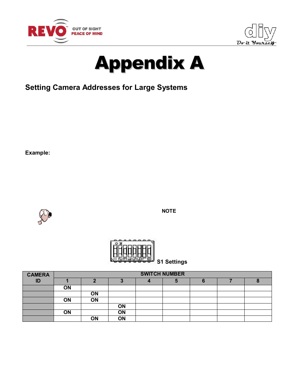 Appendix a, Setting camera addresses for large systems | Revo RELPTZ22-3 Advanced Features User Manual | Page 20 / 29