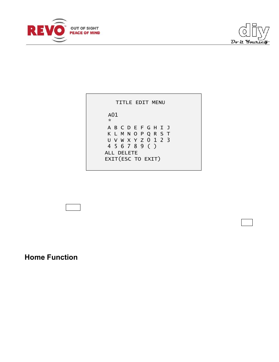 Home function | Revo RELPTZ22-3 Advanced Features User Manual | Page 8 / 29