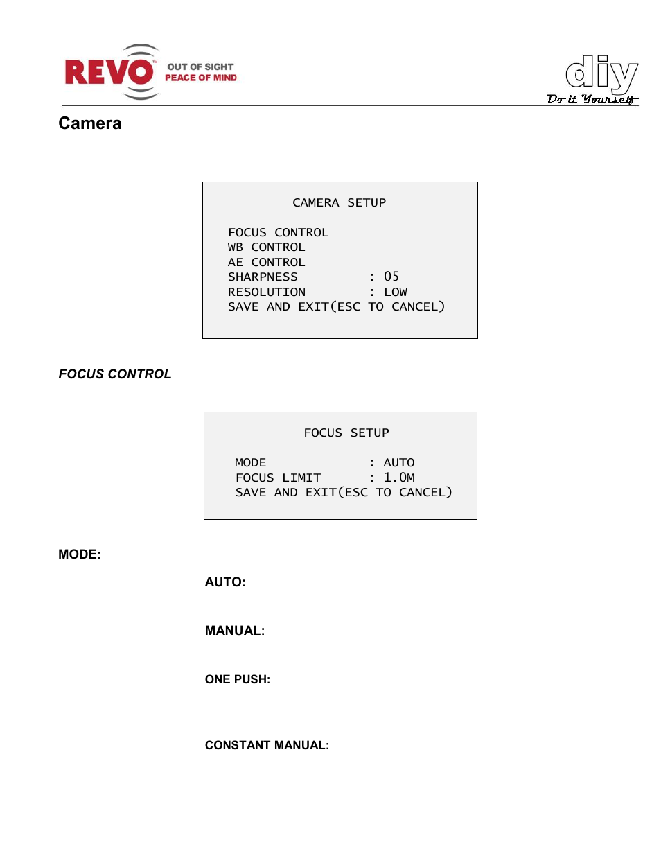 Camera | Revo RELPTZ22-3 User Manual User Manual | Page 26 / 44