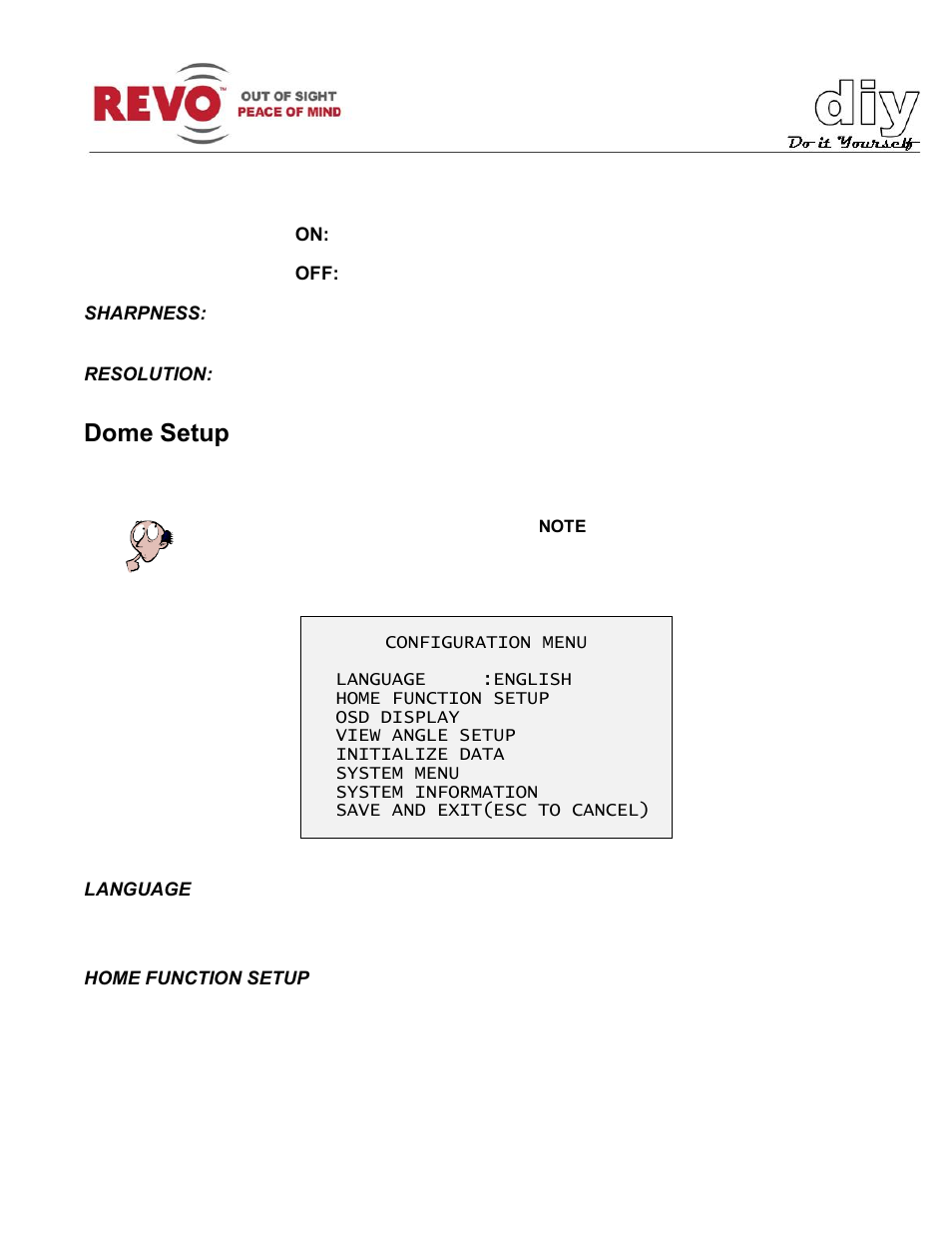 Dome setup | Revo RELPTZ22-3 User Manual User Manual | Page 30 / 44