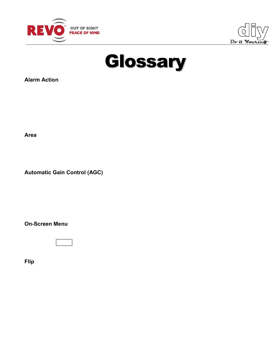 Glossary | Revo RELPTZ22-3 User Manual User Manual | Page 41 / 44