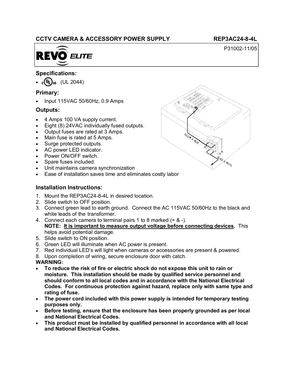 Revo REP3AC24-8-4 User Manual | 1 page