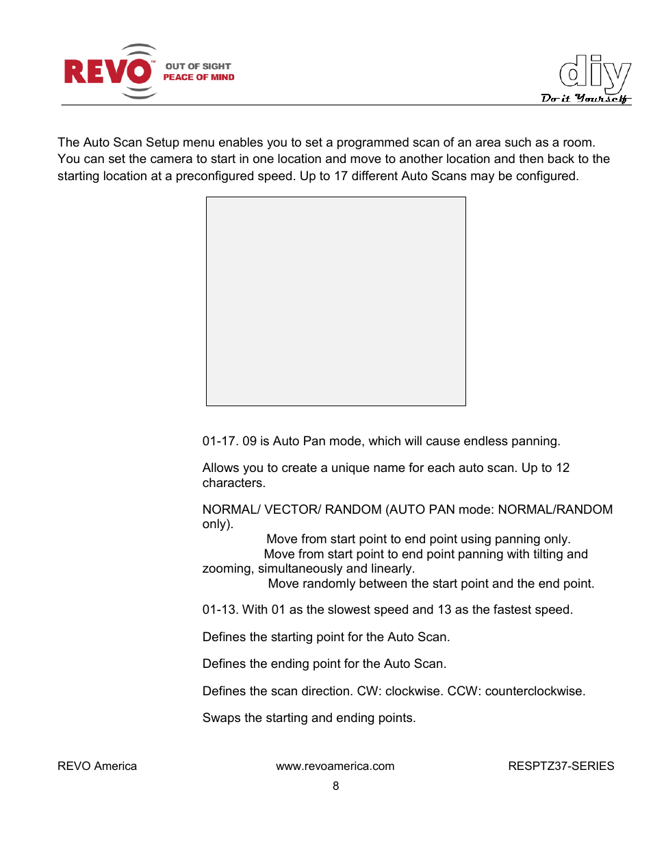 Auto scan | Revo RESPTZ37-1/HSC/HSW Advanced Features User Manual | Page 10 / 30