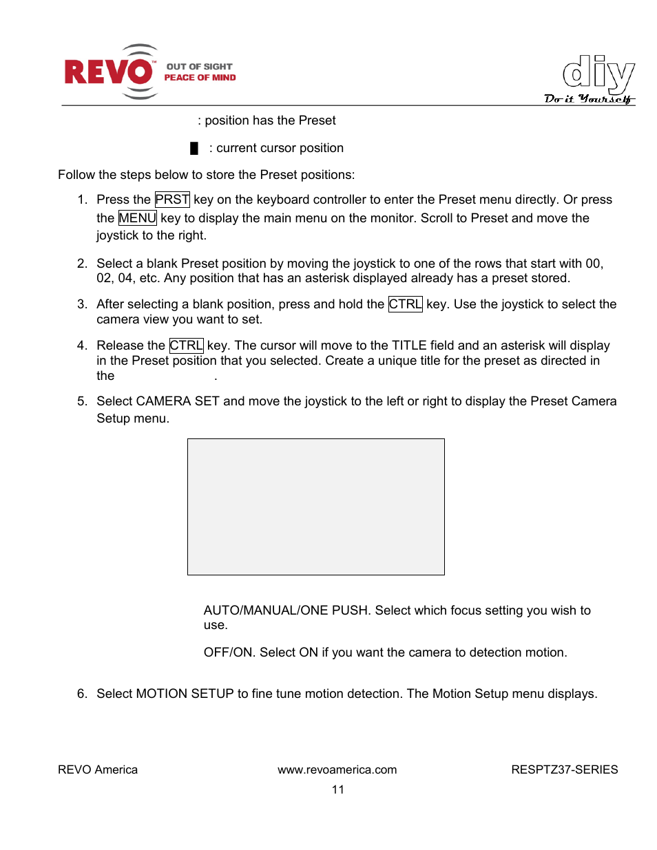 Revo RESPTZ37-1/HSC/HSW Advanced Features User Manual | Page 13 / 30