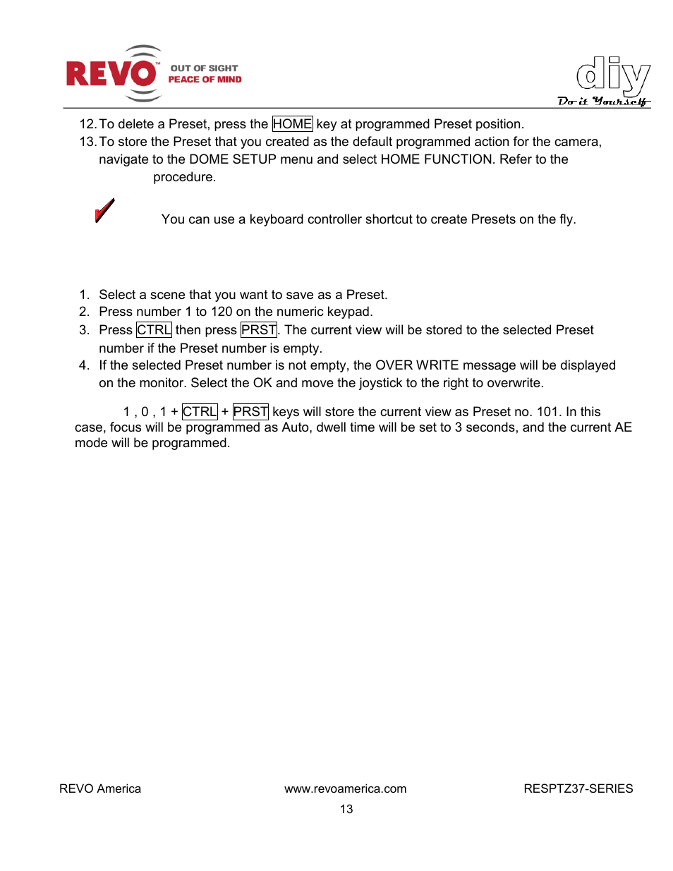 Revo RESPTZ37-1/HSC/HSW Advanced Features User Manual | Page 15 / 30