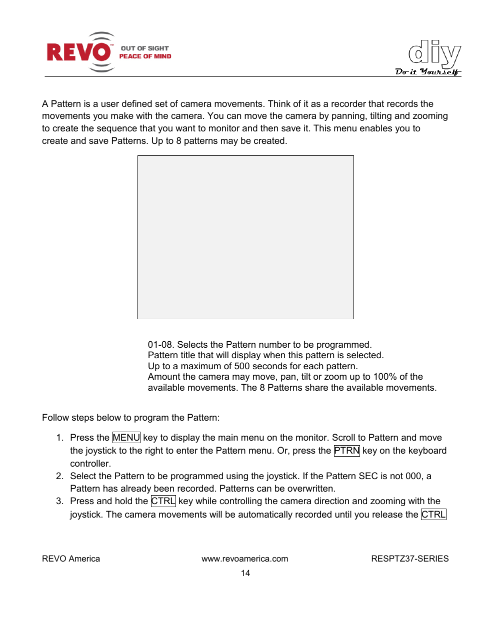Pattern | Revo RESPTZ37-1/HSC/HSW Advanced Features User Manual | Page 16 / 30