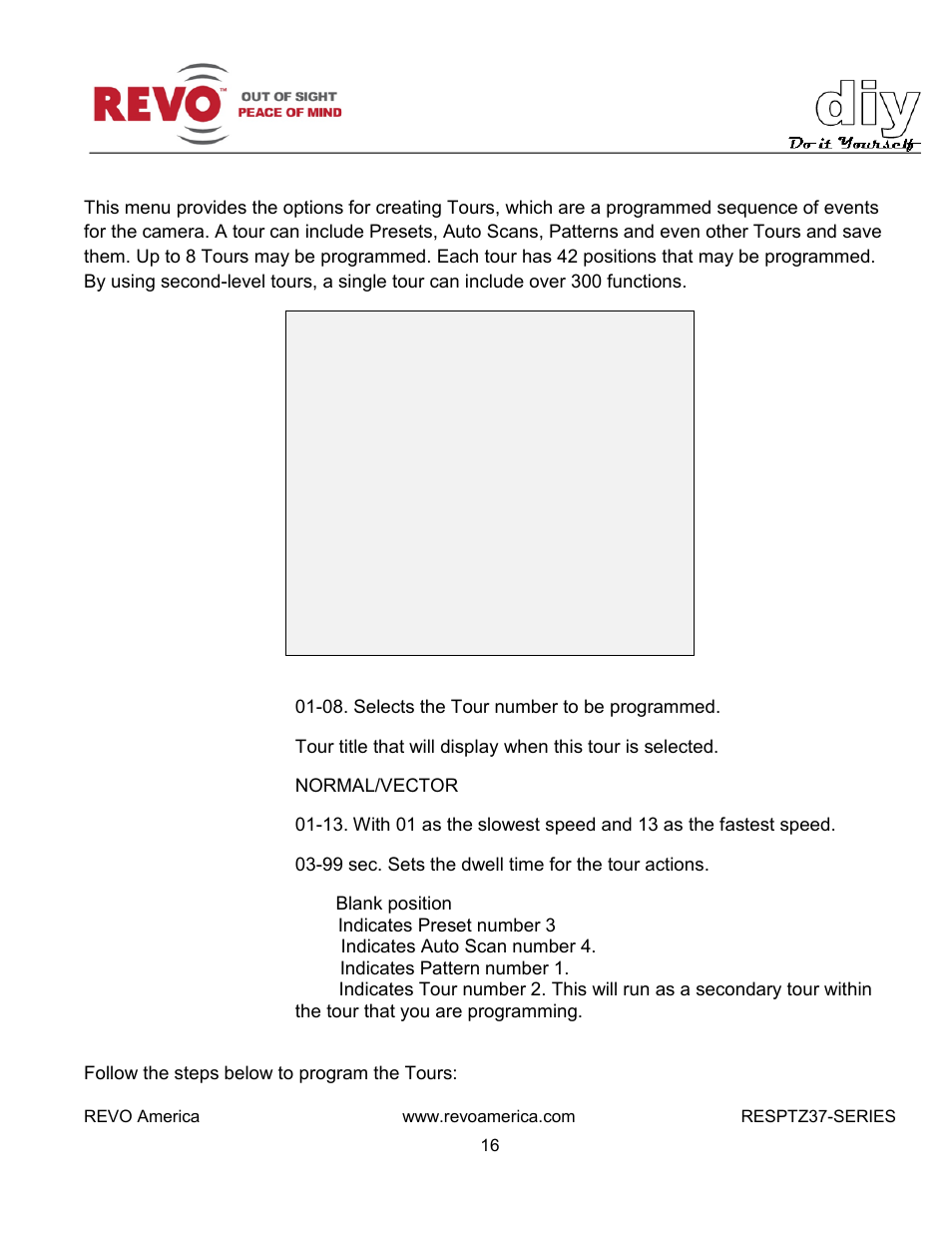 Tour | Revo RESPTZ37-1/HSC/HSW Advanced Features User Manual | Page 18 / 30