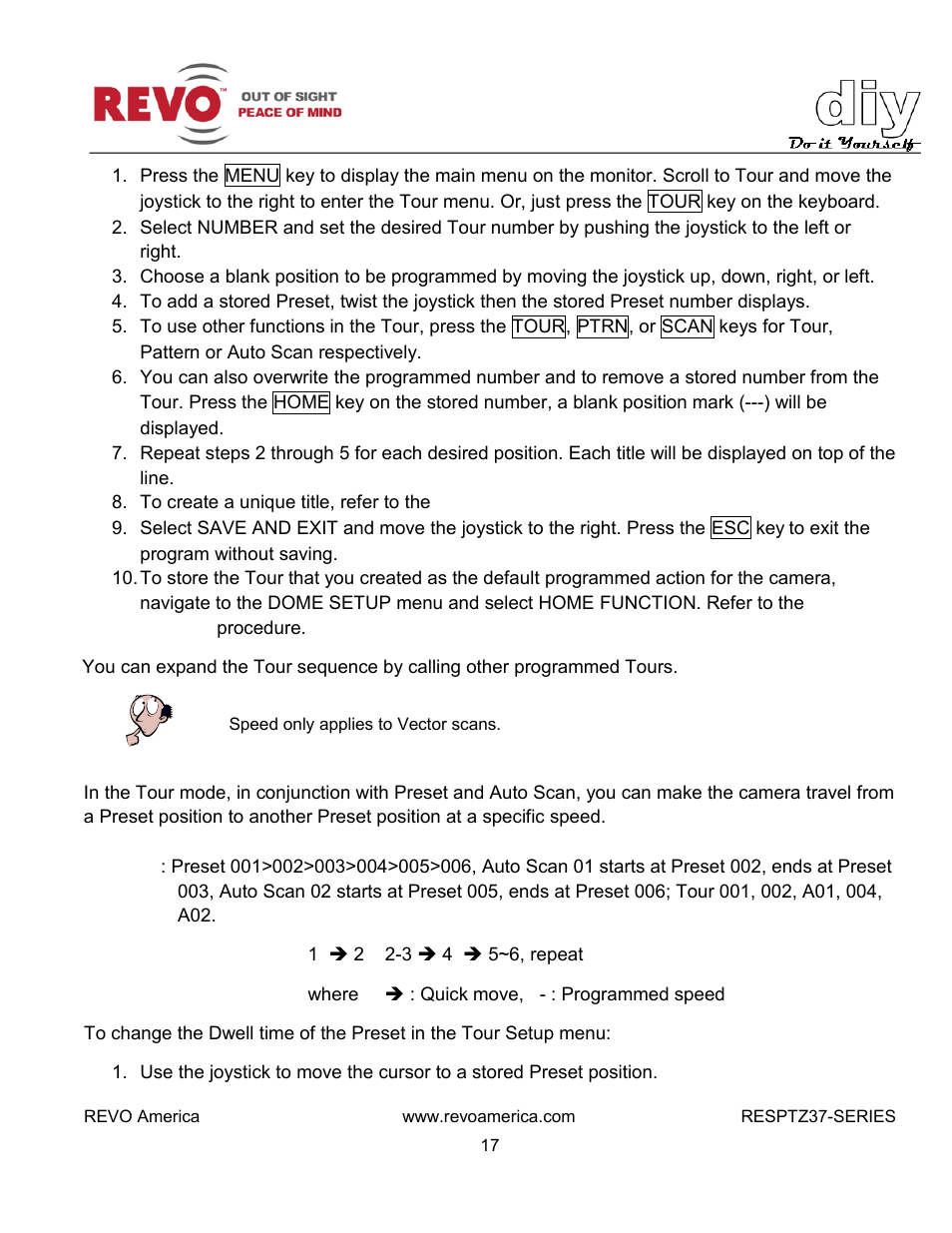 Revo RESPTZ37-1/HSC/HSW Advanced Features User Manual | Page 19 / 30