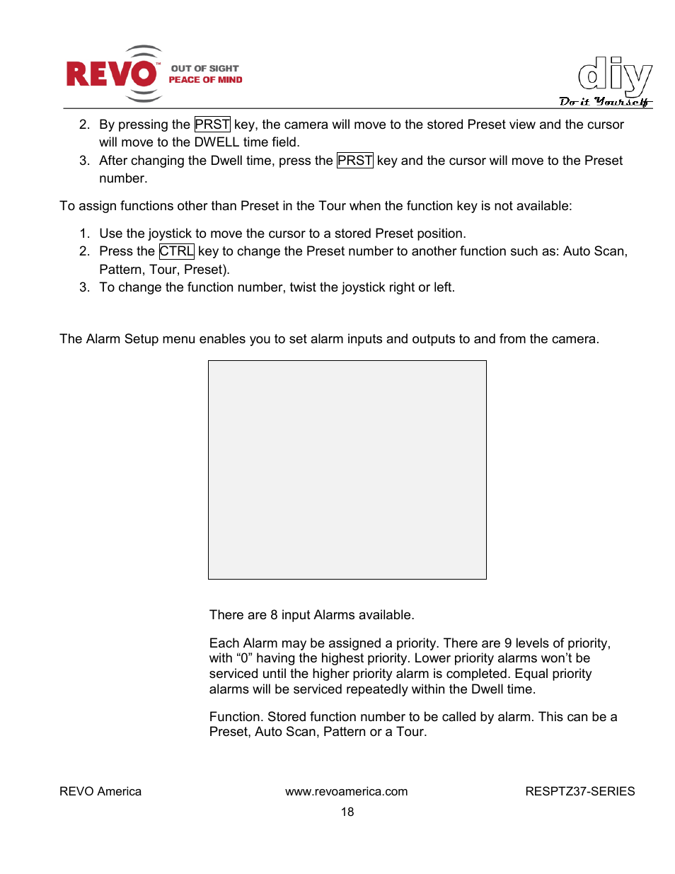 Alarm | Revo RESPTZ37-1/HSC/HSW Advanced Features User Manual | Page 20 / 30