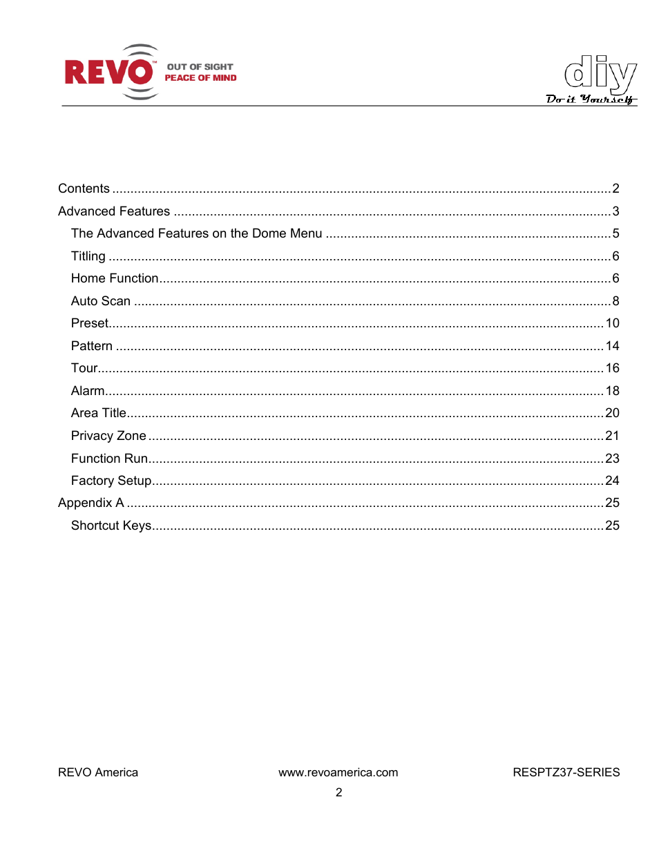 Revo RESPTZ37-1/HSC/HSW Advanced Features User Manual | Page 4 / 30