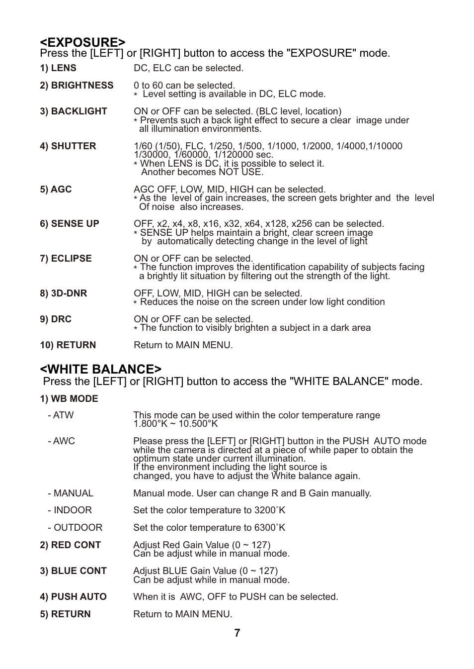 쪽 12, Exposure, White balance | Revo REVDN600-1 User Manual | Page 11 / 16