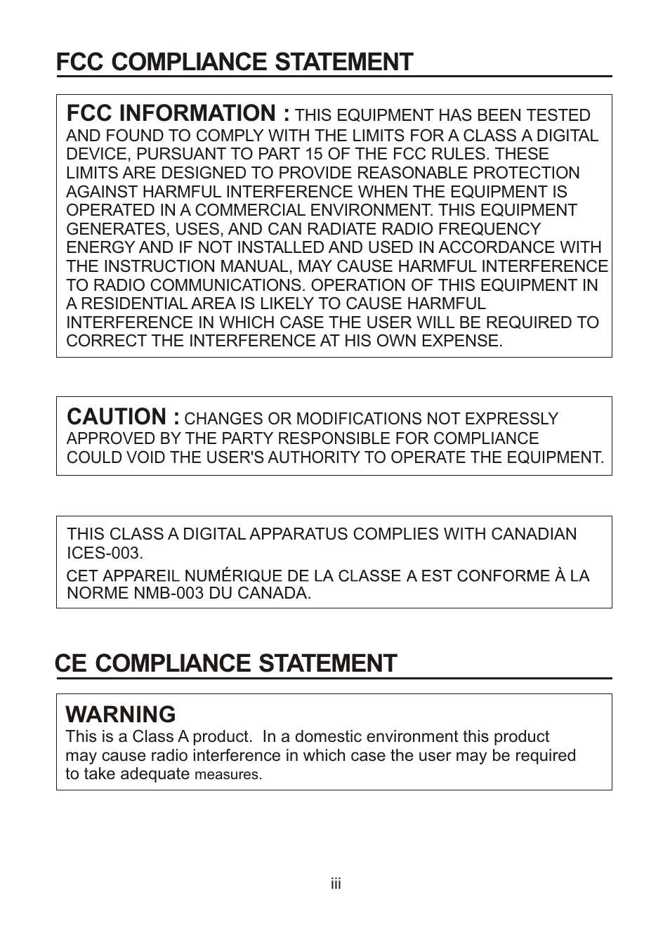 Ce compliance statement fcc compliance statement, Fcc information, Caution | Warning | Revo REVDN600-1 User Manual | Page 3 / 16