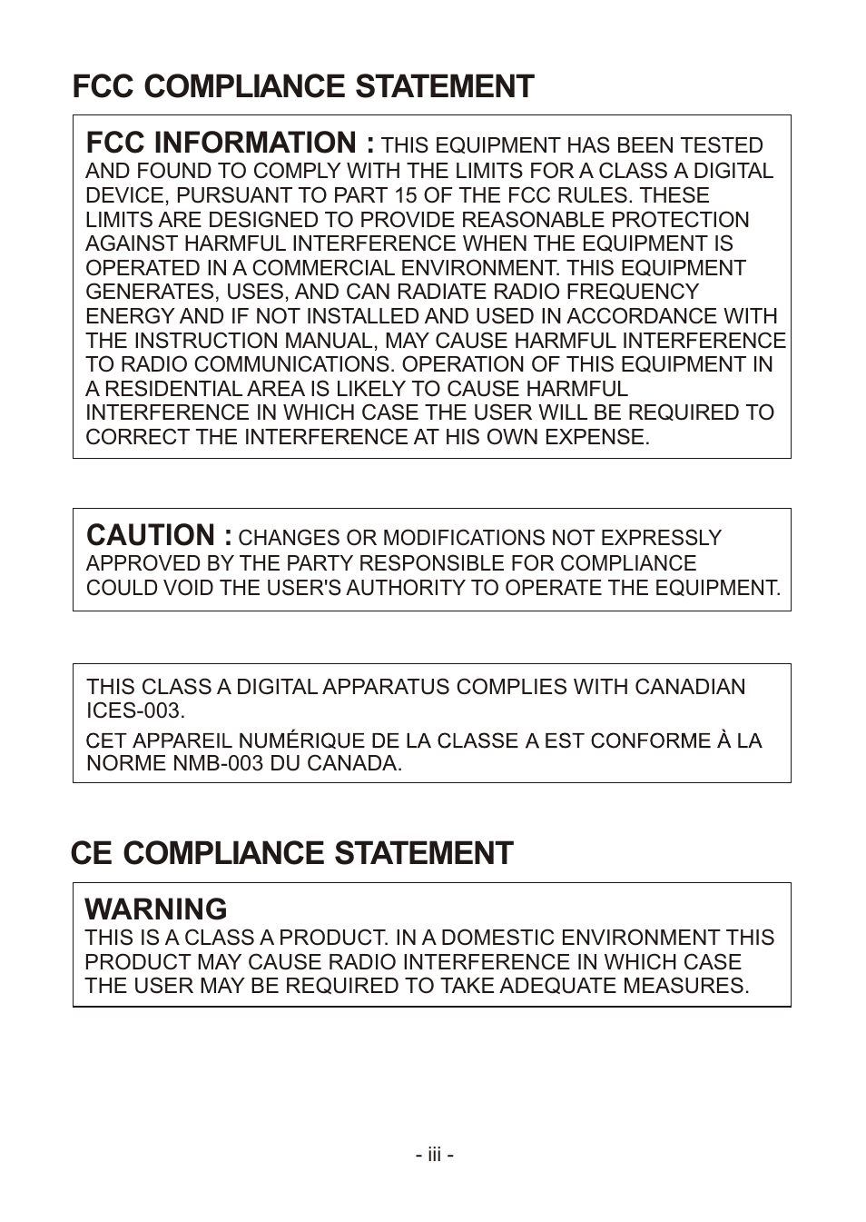 Ce compliance statement fcc compliance statement, Fcc information, Caution | Warning | Revo REVDN600-2 User Manual | Page 3 / 20