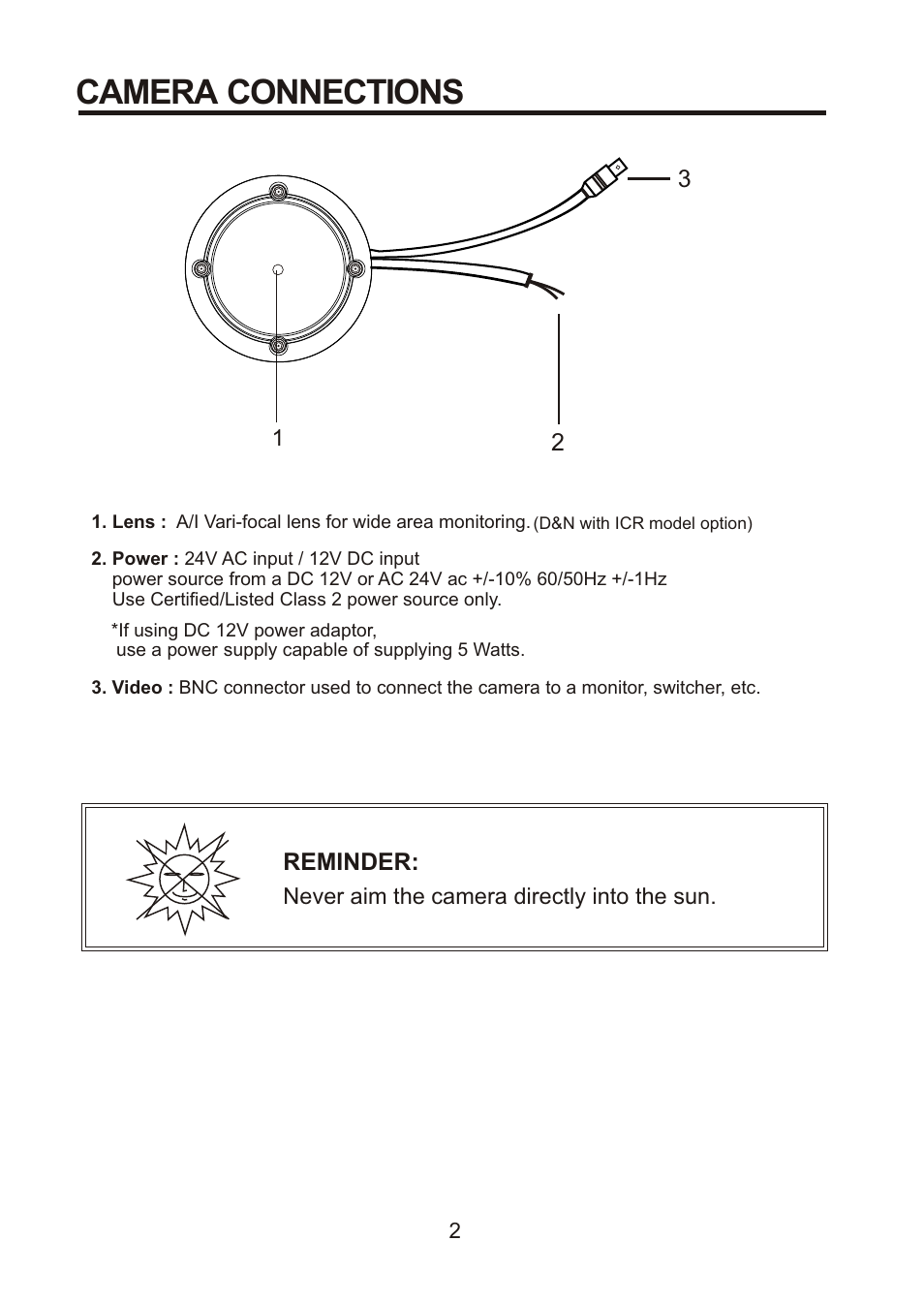 Camera connections | Revo REVDN600-2 User Manual | Page 6 / 20